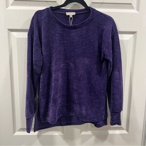Chenault Ribbed Chenille Pullover Knit Sweater Purple Scoop Neck Size Small NWT